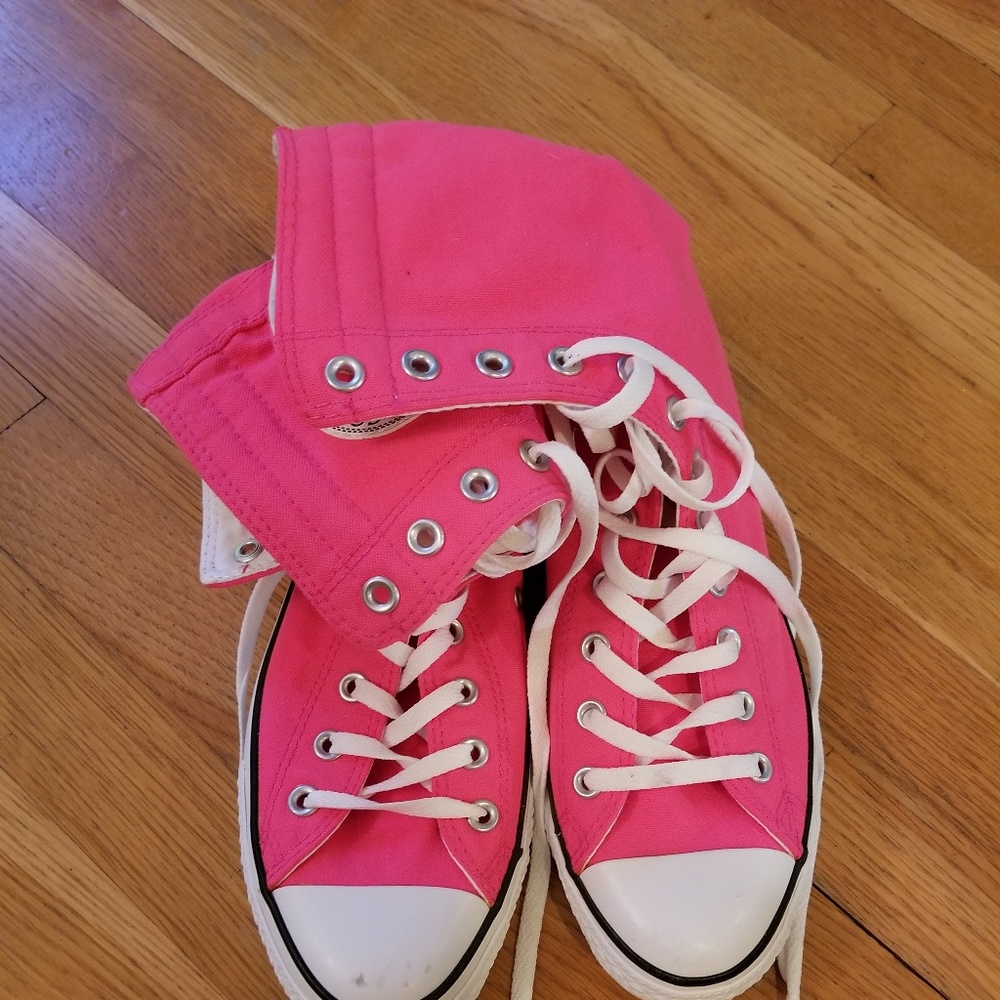 Pink Converse High Tops Shoes